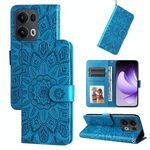 Per OPPO Reno13 Pro Custodia per telefono in pelle con stampa girasole globale (blu)