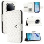 Per vivo Y300 5G Custodia per telefono in pelle con texture rombica e cordino (bianco)