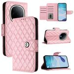 Per vivo Y300 5G Custodia in pelle con texture rombica e cordino (rosa)
