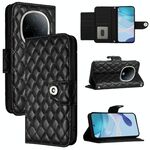 Per vivo Y300 5G Custodia per telefono in pelle con texture rombica e cordino (nero)