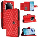 Per vivo Y300 5G Custodia per telefono in pelle con texture rombica e cordino (rosso)