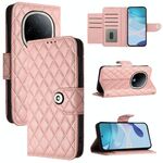 Per vivo Y300 5G Custodia in pelle con texture rombica e cordino (rosa corallo)