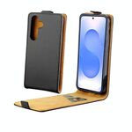 Per Samsung Galaxy S25 5G Custodia in pelle con flip verticale e slot per schede (nero)