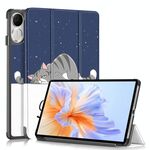 Custodia per tablet in pelle a 3 pieghe dipinta a Custer per Honor Pad V9 11.5 (Lazy Cat)
