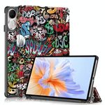 Custodia per tablet in pelle a 3 pieghe dipinta a Custer per Honor Pad V9 11.5 (Graffiti)
