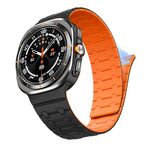 Per Samsung Galaxy Watch Ultra 47mm AP cinturino magnetico in silicone bicolore (nero arancione)