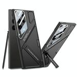 Per Samsung Galaxy S24 Ultra 5G GKK Mech Style Custodia per telefono con supporto pieghevole ultrasottile, penna non inclusa (nero)