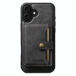 Per iPhone 16 Plus Suteni M4 Custodia per carte magnetiche MagSafe in pelle per telefono (nero)