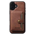 Per iPhone 16 Plus Suteni M4 Custodia per carte magnetiche MagSafe in pelle per telefono (marrone)