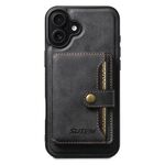 Per iPhone 16 Suteni M4 Custodia per carte magnetiche MagSafe in pelle per telefono (nero)
