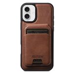Per iPhone 16 Plus Suteni M5 Custodia per carte magnetiche MagSafe in pelle per telefono (marrone)
