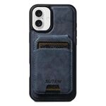 Per iPhone 16 Plus Suteni M5 Custodia per carte magnetiche MagSafe in pelle per telefono (blu)