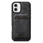 Per iPhone 16 Suteni M5 Custodia per carte magnetiche MagSafe in pelle per telefono (nero)
