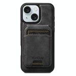 Per iPhone 15 Plus Suteni M5 Custodia per carte magnetiche MagSafe in pelle per telefono (nero)
