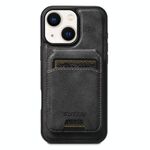 Per iPhone 13 Suteni M5 Custodia per carte magnetiche MagSafe in pelle per telefono (nero)