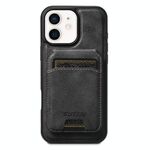 Per iPhone 12 Suteni M5 Custodia per carte magnetiche MagSafe in pelle per telefono (nero)