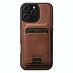 Per iPhone 12 Pro Max Suteni M5 Custodia per carte magnetiche MagSafe in pelle per telefono (marrone)