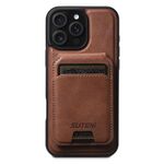 Per iPhone 12 Pro Suteni M5 Custodia per carte magnetiche MagSafe in pelle per telefono (marrone)