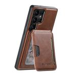 Per Samsung Galaxy S25 Ultra 5G Suteni M3 Card Bag MagSafe Custodia per telefono in pelle di vacchetta (marrone)