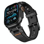 Per Apple Watch 46mm / 49mm / 45mm / 44mm Connettore in acciaio inossidabile Cinturino per orologio in TPU con grana verticale (nero)