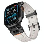 Per Apple Watch 46mm / 49mm / 45mm / 44mm Connettore in acciaio inossidabile Cinturino per orologio in TPU con grana verticale (Starlight)
