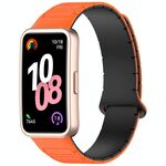 Per Huawei Watch Band 10/10 NFC Cinturino magnetico in silicone a forma di I (arancione nero)