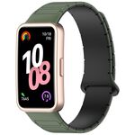 Per Huawei Watch Band 10/10 NFC Cinturino magnetico in silicone a forma di I (verde nero)