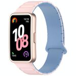 Per Huawei Watch Band 10/10 NFC Cinturino magnetico in silicone a forma di I (rosa blu)