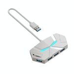 Hub USB 2.0 7 in 1 Splitter con luce ambientale colorata Docking Station di tipo C Adattatore multiporta per laptop, specifiche: 1,2 m (bianco)