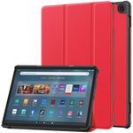 Per Amazon Fire Max 11 Custer Pure Color 3-Fold Holder Custodia per tablet in pelle intelligente (rosso)
