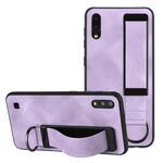 Per Samsung Galaxy A10 / M10 Custodia per cellulare posteriore in pelle con supporto per cinturino (viola)