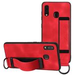 Custodia per telefono posteriore in pelle con supporto per cinturino Samsung Galaxy A30 (rosso)