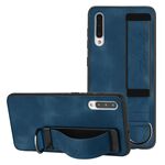 Custodia posteriore in pelle per supporto da polso per Samsung Galaxy A50 (blu reale)