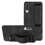 Custodia per telefono posteriore in pelle con supporto per cinturino Samsung Galaxy A50 (nero)