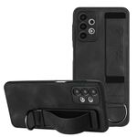 Per Samsung Galaxy A73 5G Custodia per cellulare posteriore in pelle con supporto per cinturino (nero)