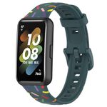 Per Huawei Band 7 Sports Rainbow Dots Cinturino in silicone (verde scuro)