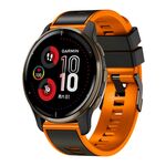 Per Garmin Forerunner 265S / 255S / Venu 2S Cinturino in silicone bicolore intrecciato da 18 mm (nero arancione)