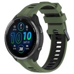 Per Garmin Forerunner 965 Cinturino sportivo in silicone bicolore (verde militare + nero)