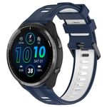 Per Garmin Forerunner 965 Cinturino sportivo in silicone bicolore (blu notte + bianco)