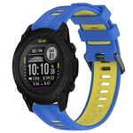 Per Garmin Descent G1 Cinturino sportivo in silicone bicolore (blu + giallo)