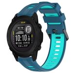 Per Garmin Descent G1 Cinturino sportivo in silicone bicolore (blu + verde acqua)