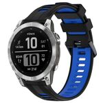 Per Garmin Fenix 7 Cinturino sportivo in silicone bicolore (nero + blu)