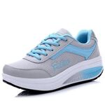 Primavera e autunno Scarpe sportive da donna con fondo spesso Scarpe a dondolo Scarpe da muffin, taglia: 35 (grigio blu)