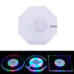 Sottobicchiere in acrilico illuminato a LED ottagonale 100x4mm Base in cristallo trasparente (luce colorata)