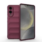Per Samsung Galaxy S25 Edge 5G Magic Shield TPU + custodia in flanella (rosso vino)