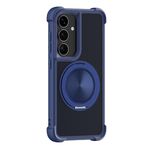 Per Samsung Galaxy S25+ 5G CD Texture Custodia per telefono con supporto girevole a 360 gradi MagSafe (blu)