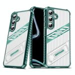 Per Samsung Galaxy S24+ / S25+ 5G Plating Holder PC Hybrid TPU Custodia per telefono (verde scuro)