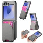 Per Samsung Galaxy Z Flip6 Twill Tessuto Pelle Pelle Carta Borsa Magnetica Posteriore Custodia per Telefono (Grigio)