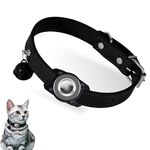 Per AirTag Tracker Custodia protettiva impermeabile Collare in pelle per animali domestici Collare anti smarrimento per gatti (nero)