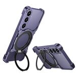 Per Samsung Galaxy S24 5G Custodia per telefono in metallo con supporto MagSafe senza bordi e braccio meccanico (viola argento)